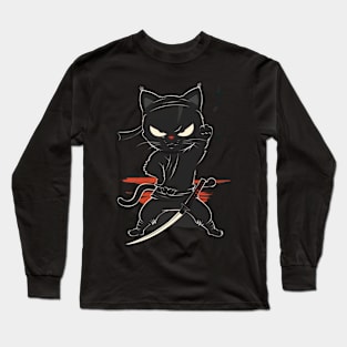 Cat Ninja Stealth Purr-fect Fury Long Sleeve T-Shirt